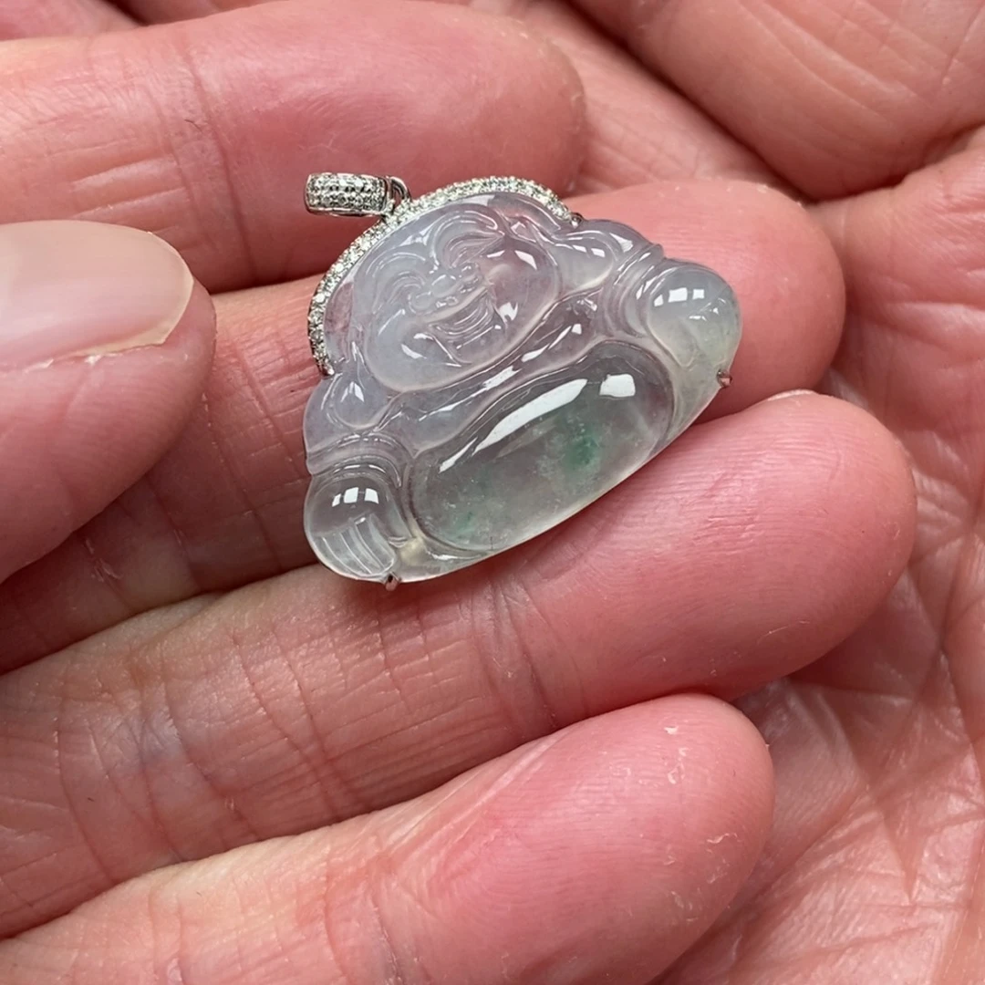 翡翠颈饰18K金镶嵌佛公