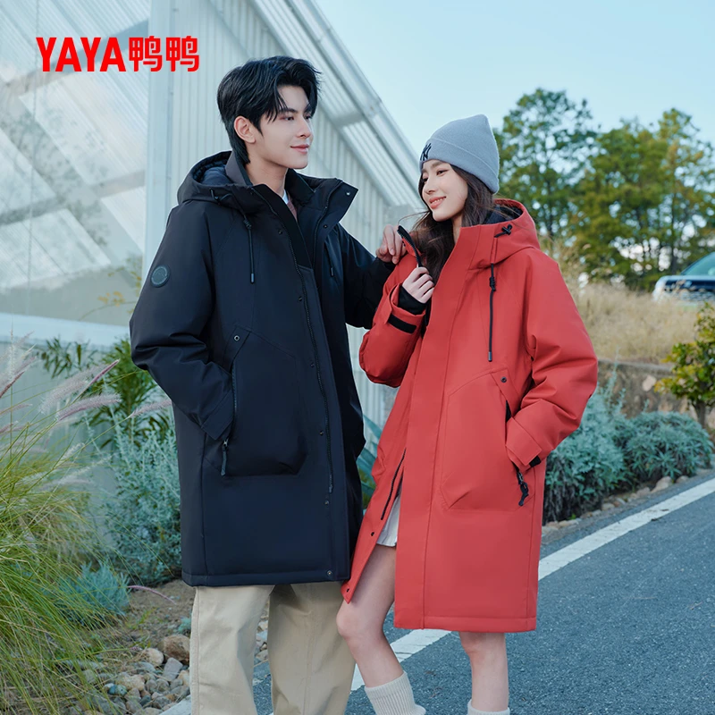 YAYA/鸭鸭长款运动户外时尚休闲男女同款保暖羽绒服YE5B011377P