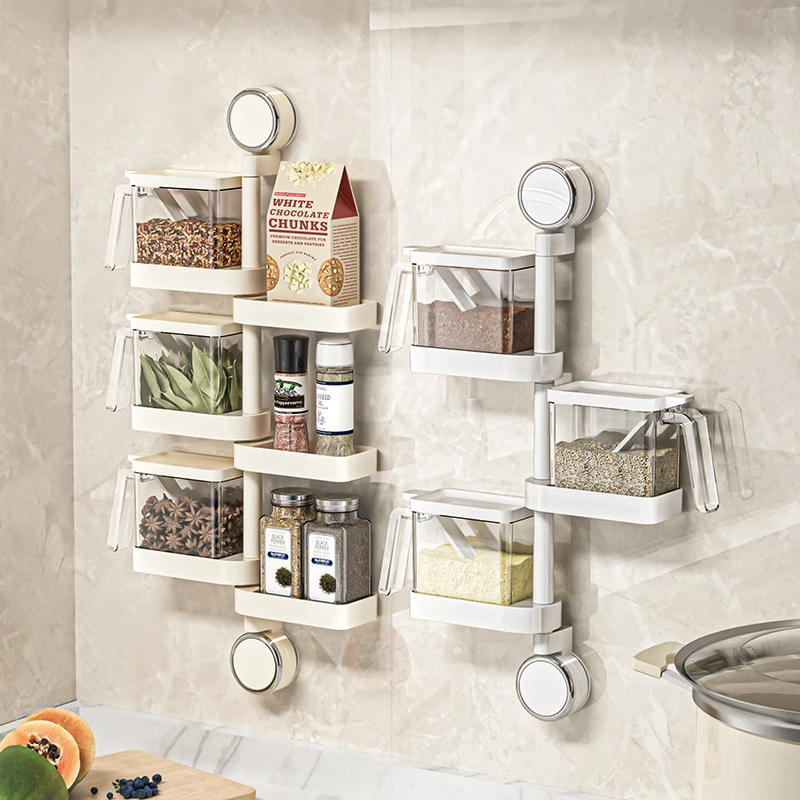 吸盘可旋转调料盒壁挂盐罐调料罐调味罐厨房家用调味料调料收纳盒