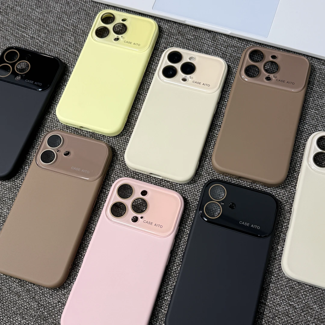 雅天立纯色带镜头膜大视窗适用iPhone17pro/16手机壳苹果15全包14