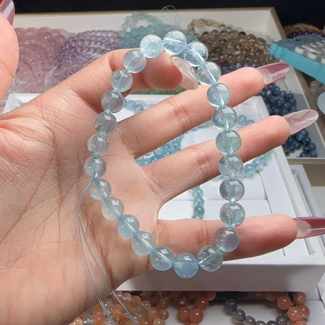 水晶手链未镶嵌l****i海蓝宝7mm
