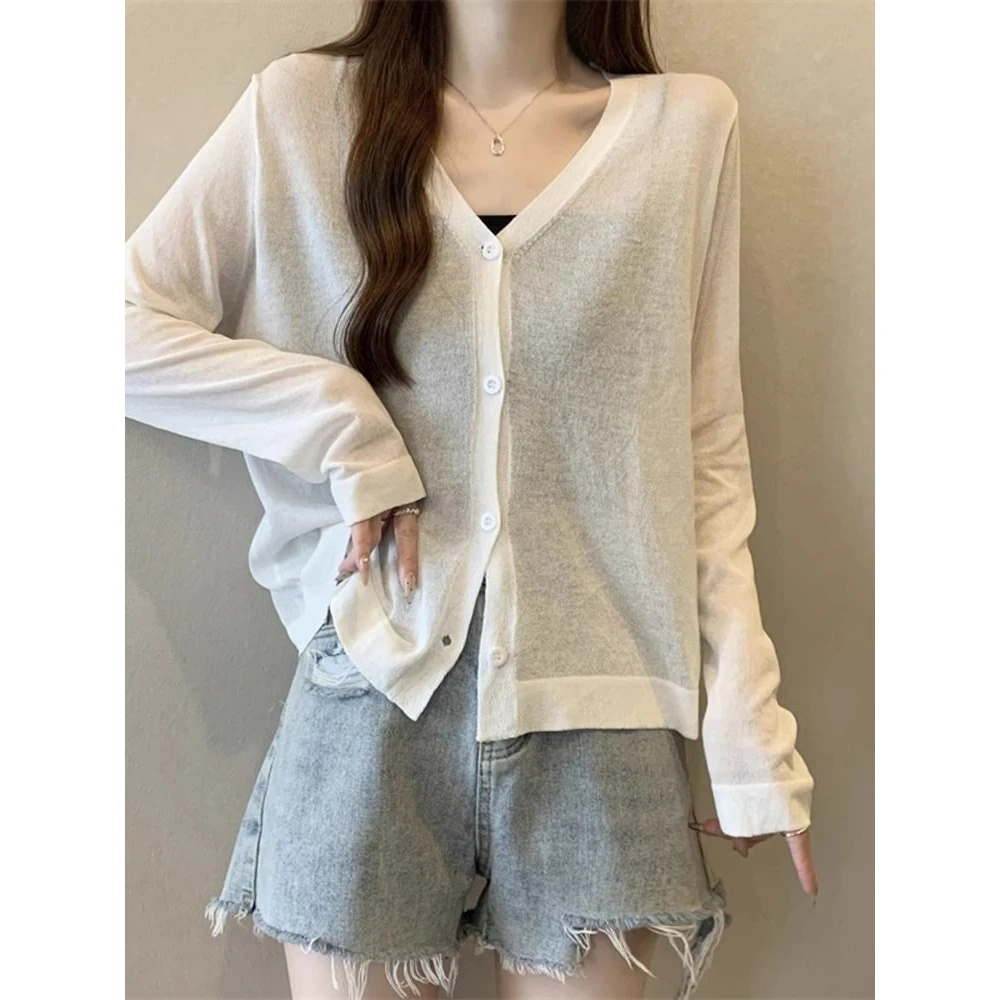 大码200斤胖MM薄款冰丝防晒开衫外套设计感小众纽扣短