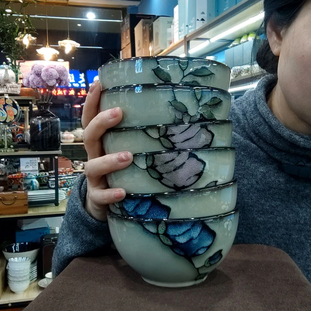 瓷片小可陶瓷高温釉下彩一组六只颜色各两只