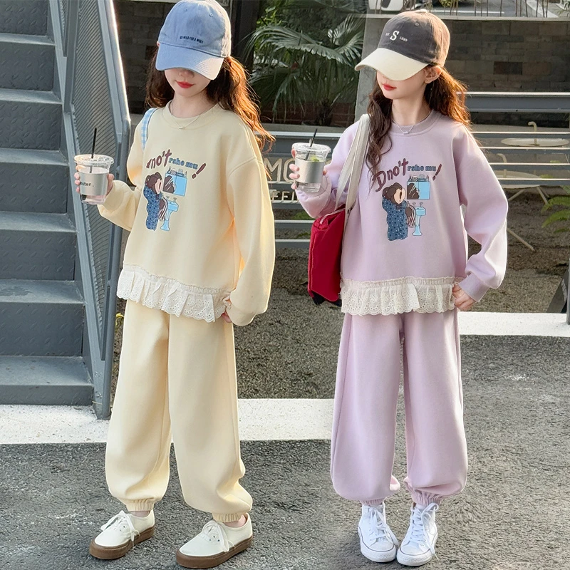 女童卫衣套装春秋2025新款中大童洋气时尚休闲儿童女孩网红两件套