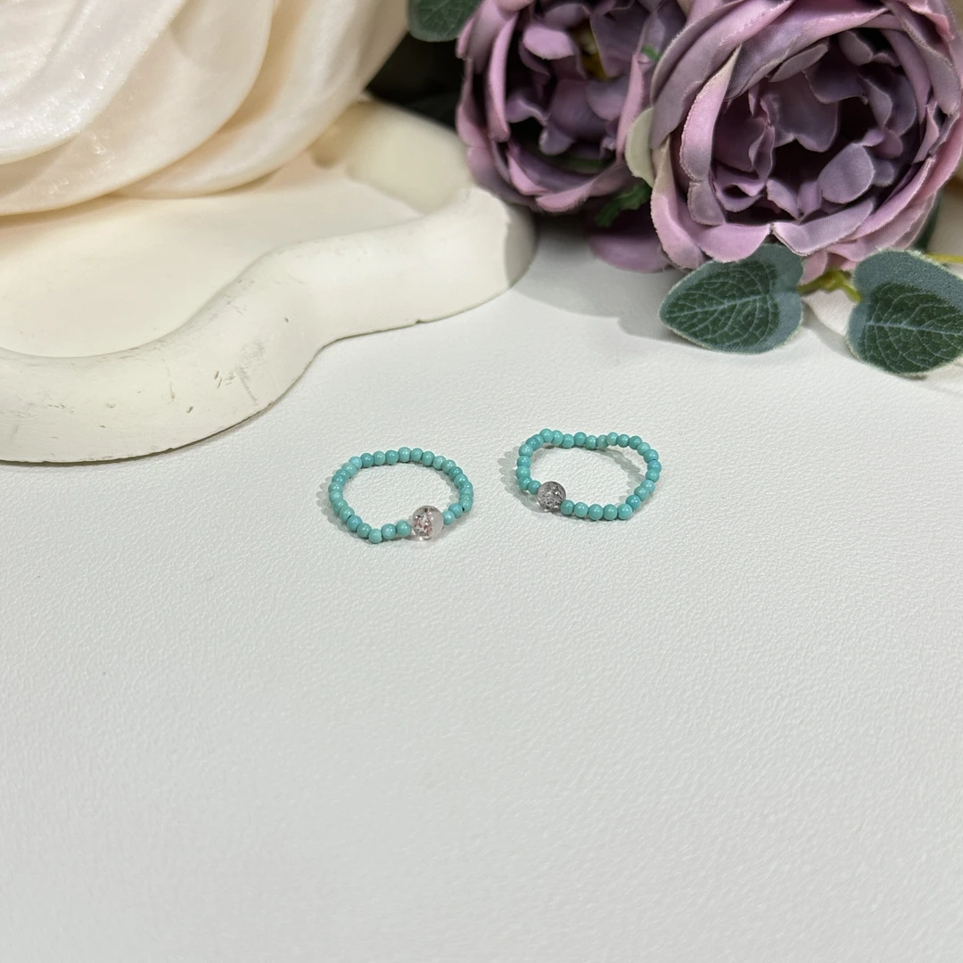 【铭记珠宝】绿松DIY圆珠戒圈16-2DM225H256【多样性发一件】