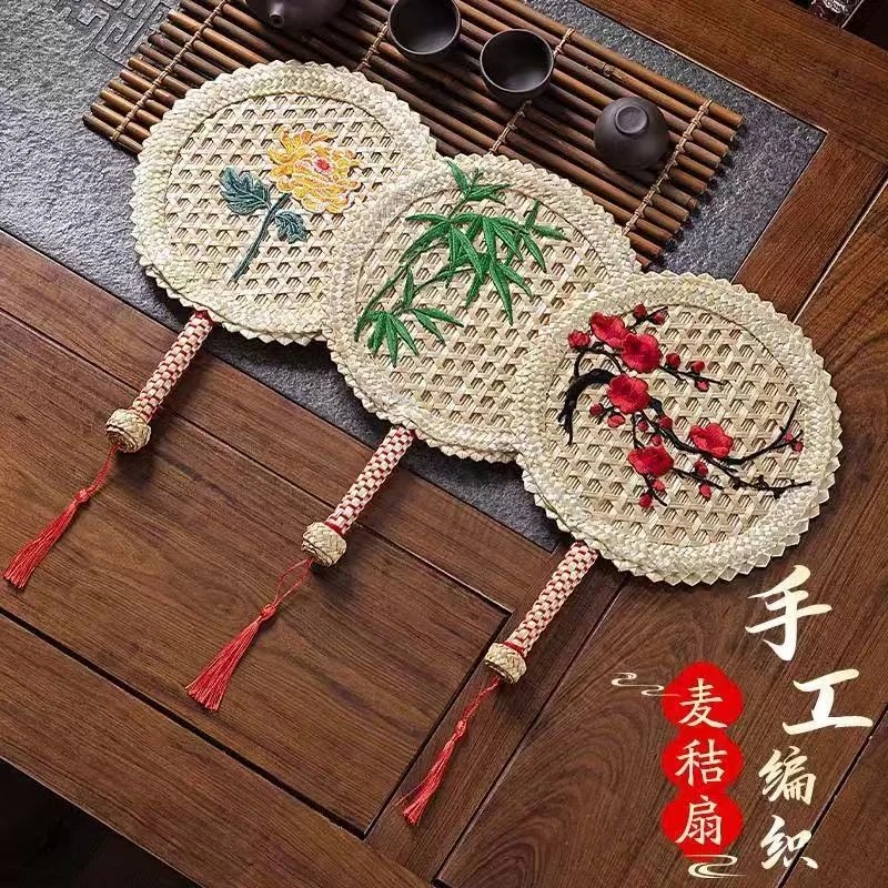 纯手工麦秆编织蒲扇 夏天纳凉家用中国风芭蕉手摇扇