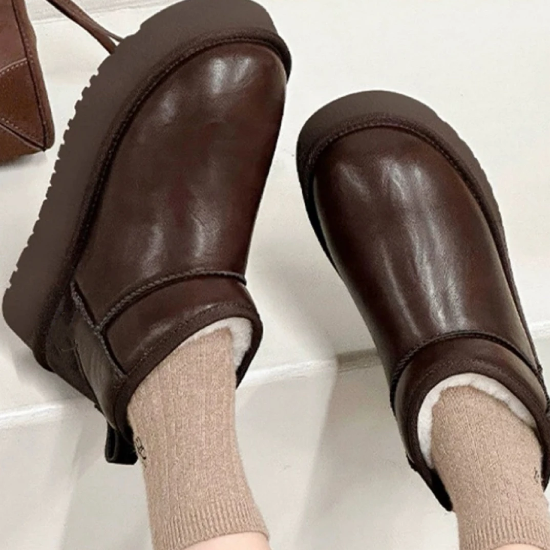 好看 厚底雪地靴冬季新款两穿加绒加厚保暖时尚休闲短靴-818-2