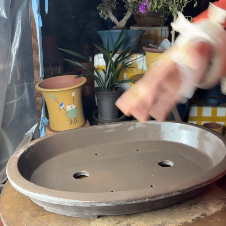 紫砂宜兴紫砂花盆黑椭圆44