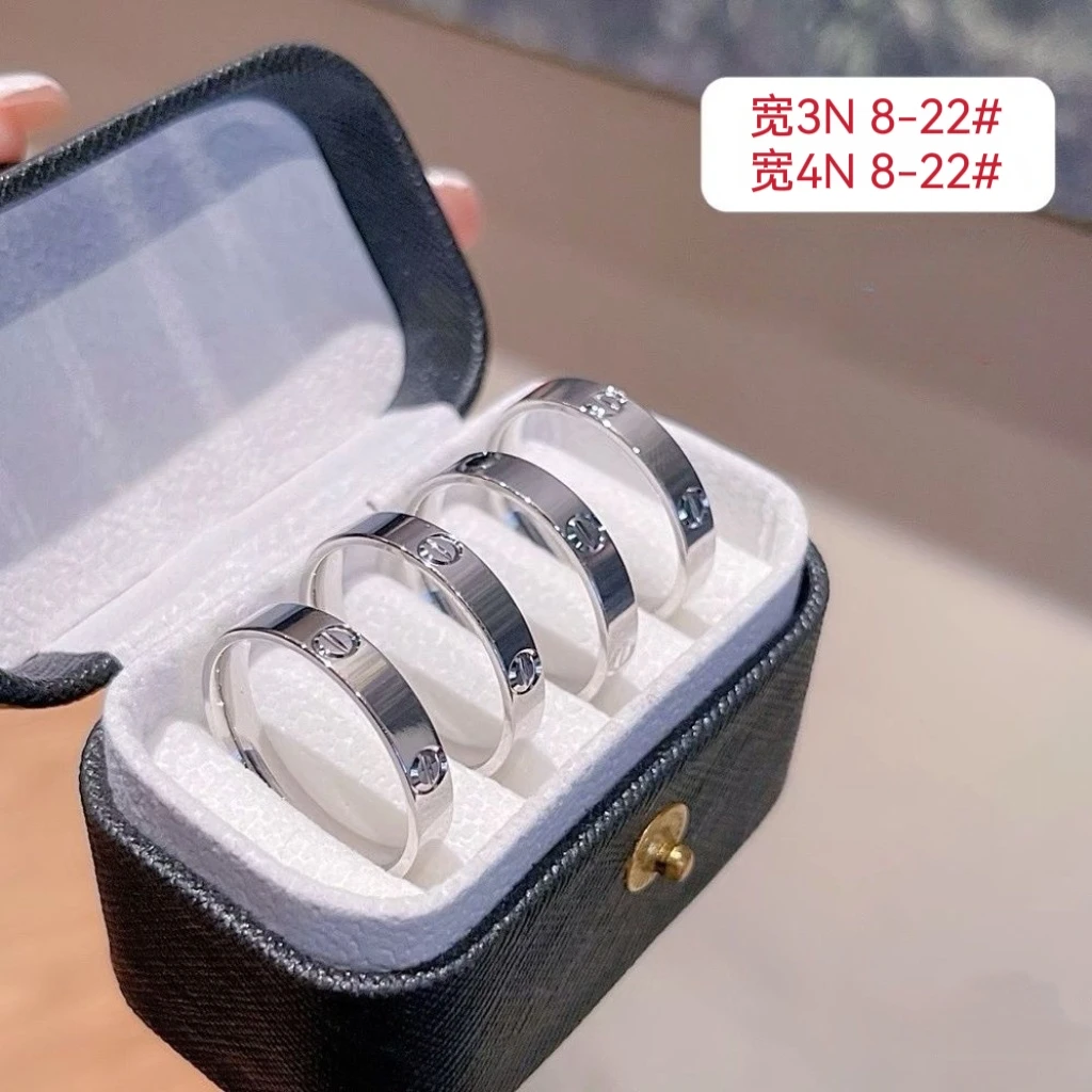 足银戒指 【咔家闭口】足银999男女戒可刻字情侣对戒时尚简约光面