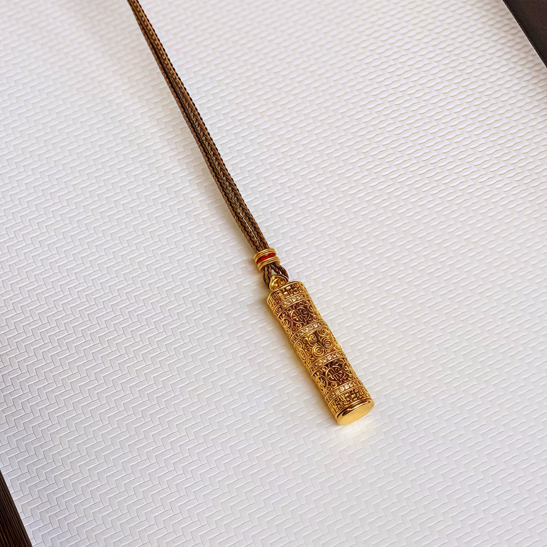 胤珩 合金项链 古法八宝随身伸缩立体古法项链编绳复古金色饰品