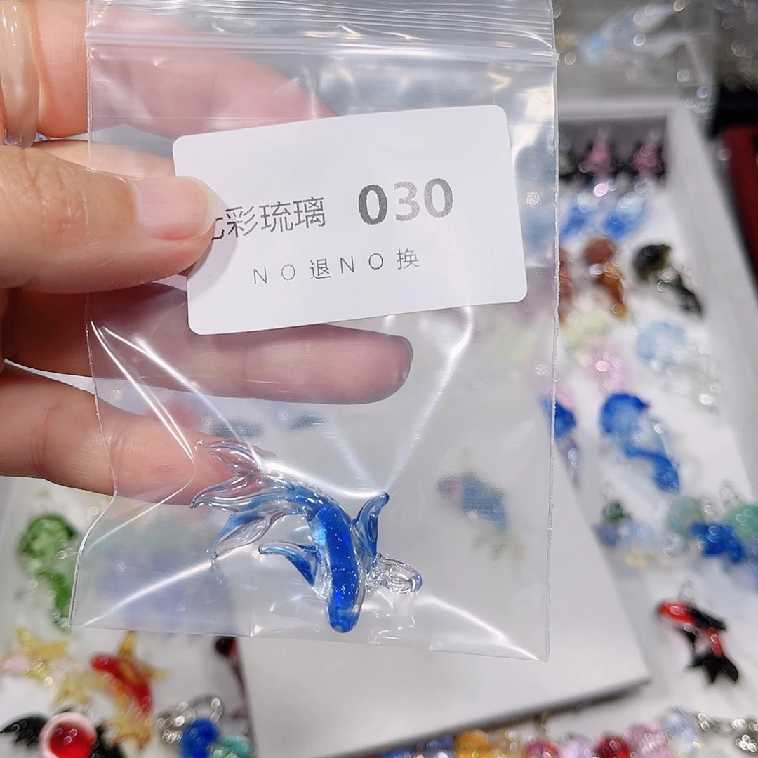 玻璃颈饰30蓝色锦鲤