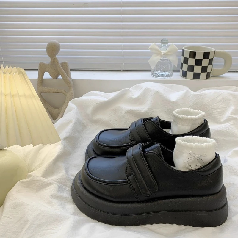 松糕厚底小皮鞋女秋冬2025新款法式复古加绒保暖单鞋英伦乐福鞋L2