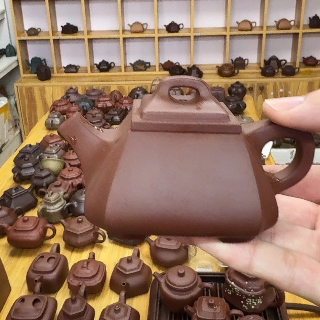 茶壶紫砂紫砂壶四方抽角石瓢160cc