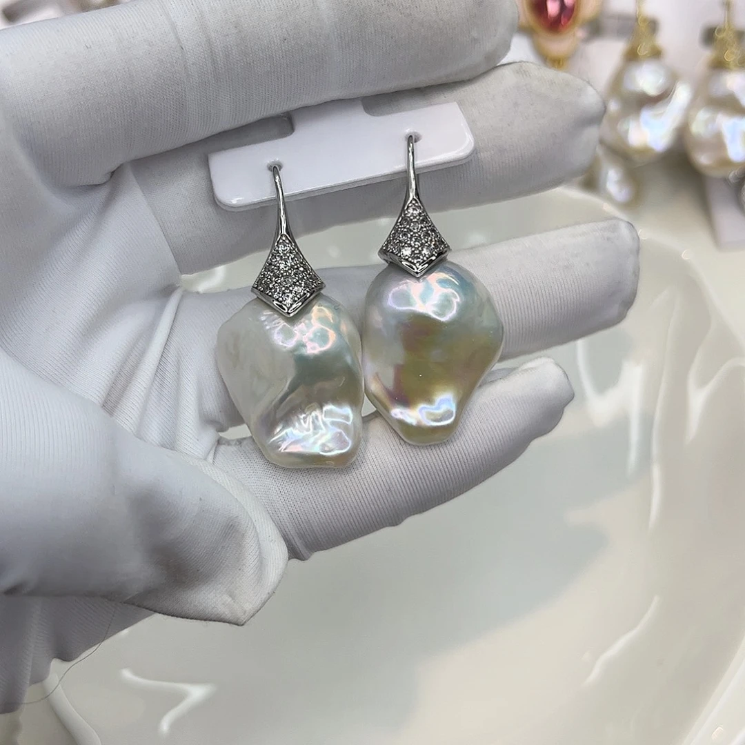 淡水珍珠耳饰合金