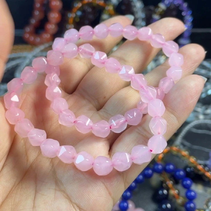 刻面粉水碧玺（处理）刻面粉水晶