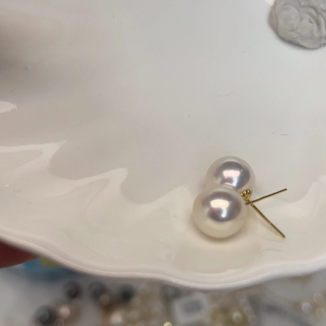 海水珍珠合金耳饰