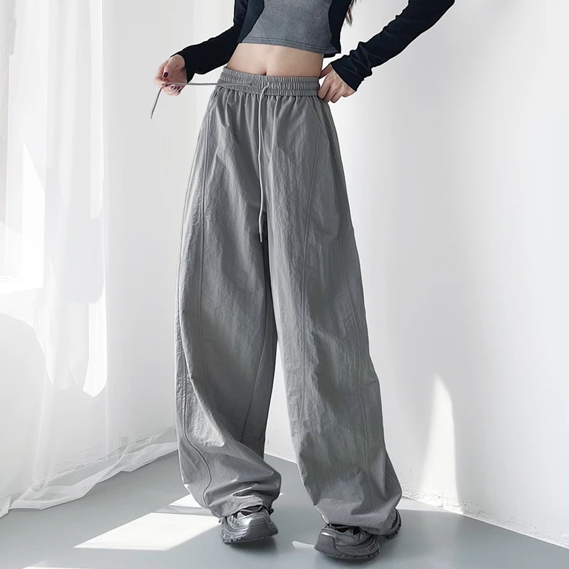 工装阔腿裤女秋季大码胖mm显瘦遮肉休闲宽松bf慵懒风直筒运动裤子