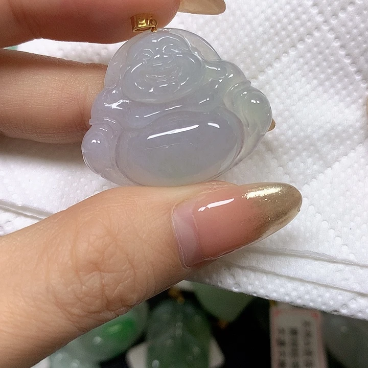 翡翠18K金镶嵌颈饰挂件