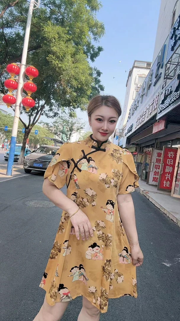 888大码女装夏季新款新中式旗袍