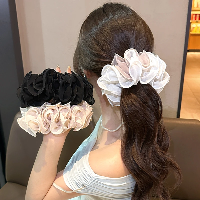 日韩高级感多层木耳边大肠圈2025新款时尚气质扎发头花显发量头绳