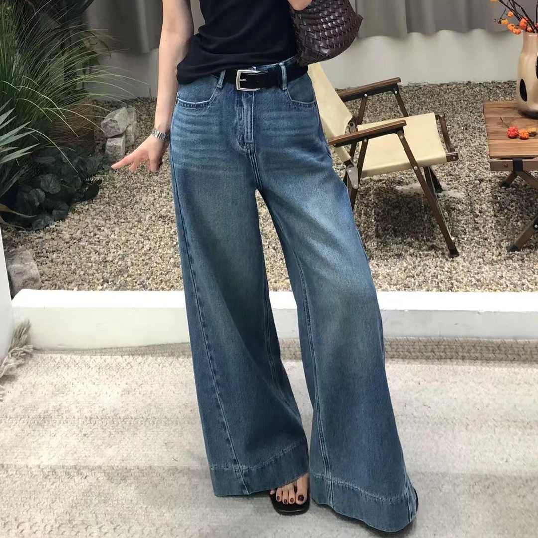 丝绒蓝宝石～复古显瘦百搭怀旧蓝色调牛仔阔腿裤