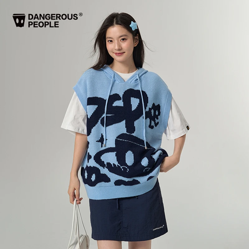 Dangerouspeople薛之谦dsp飞船小D连帽毛衫潮牌宽松百搭针织马甲