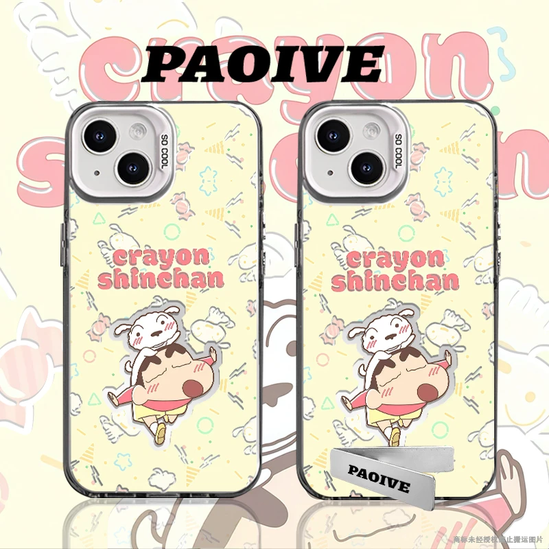 蜡笔小新适用苹果华为vivoiPhone小米三星防摔彩银手机壳