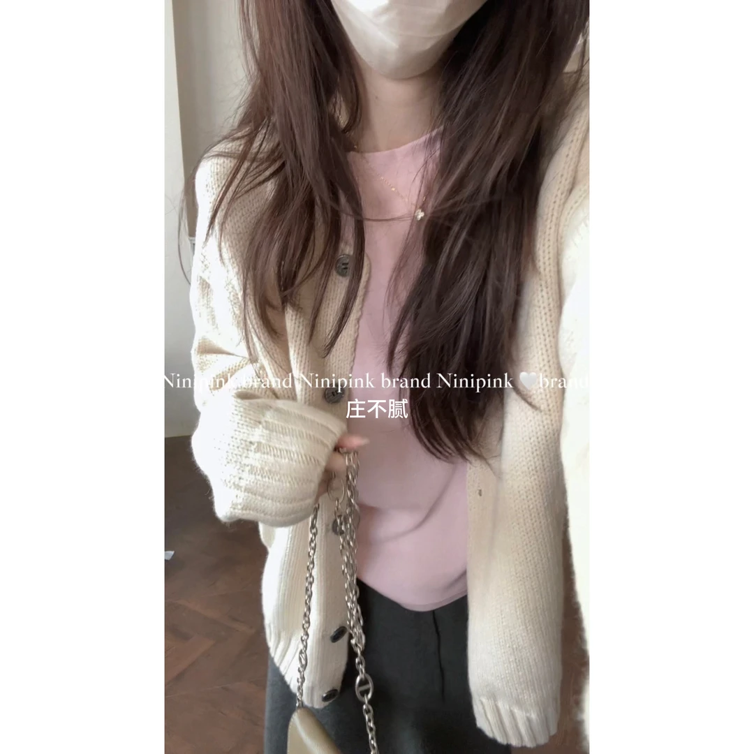 2588Ninipink庄不腻自制【小奶糕】早秋毛衣针织外套慵懒显瘦针织衫