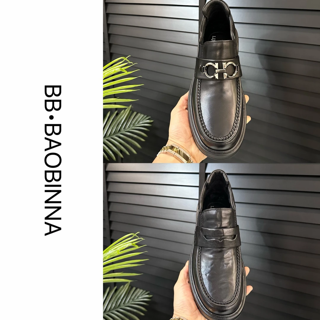 秋冬新款｜男士经典一脚蹬休闲加棉休闲皮鞋79968