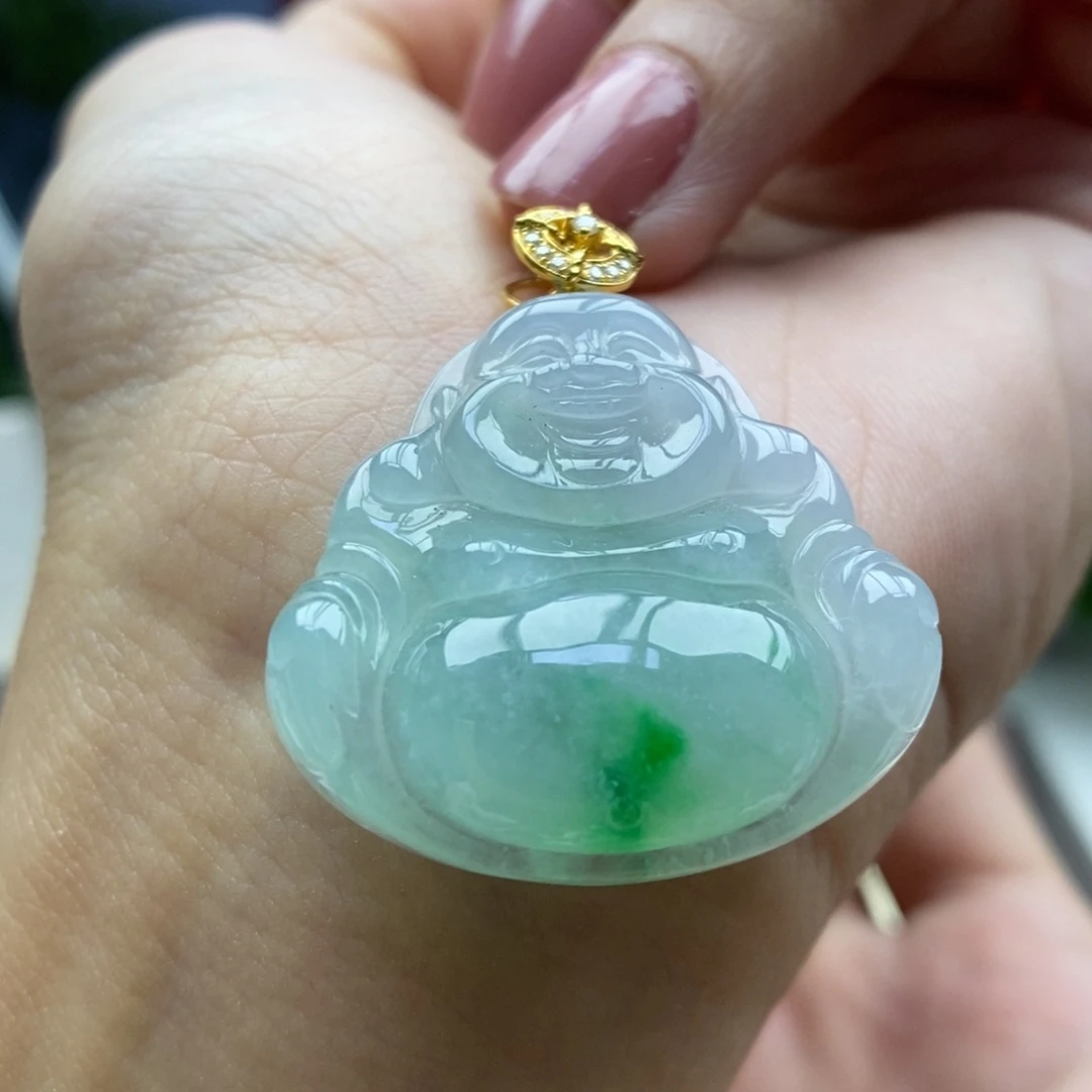 颈饰18K金镶嵌翡翠吊坠33