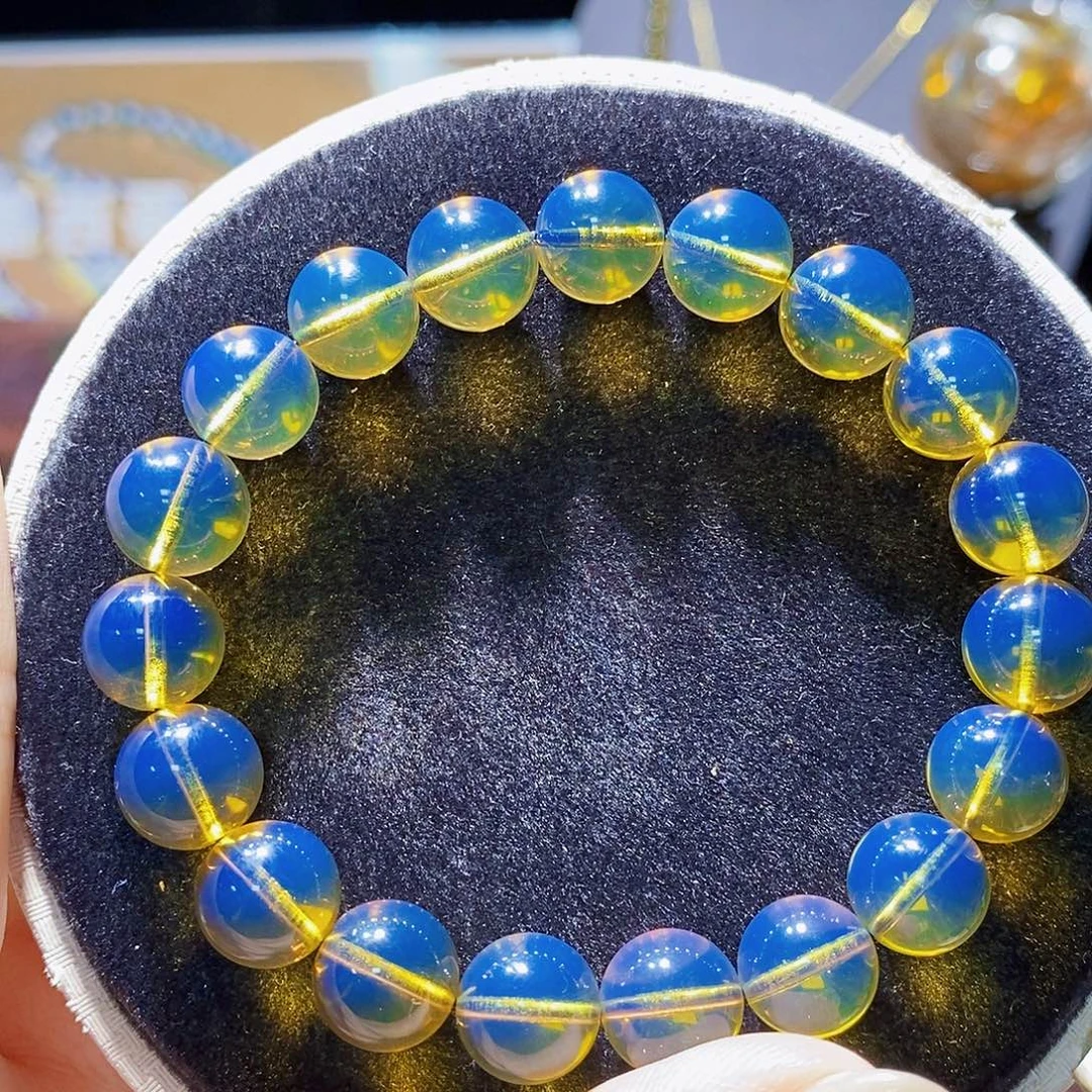 未镶嵌蓝珀裸石手串10m高蓝净水毕业级