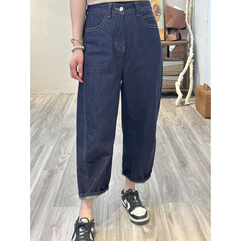 86003春季新款弹力哈伦牛仔裤女显瘦宽松老爹裤子