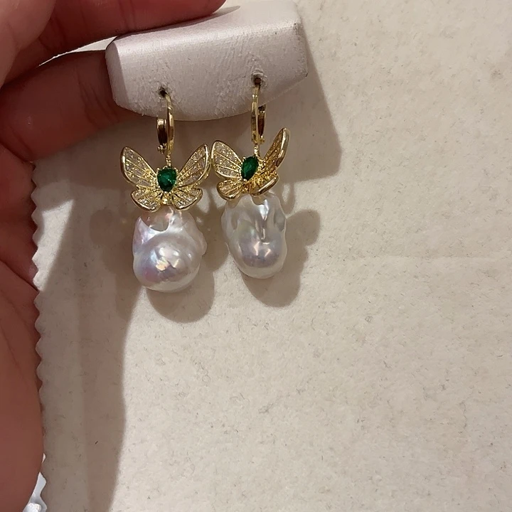 淡水珍珠耳饰合金