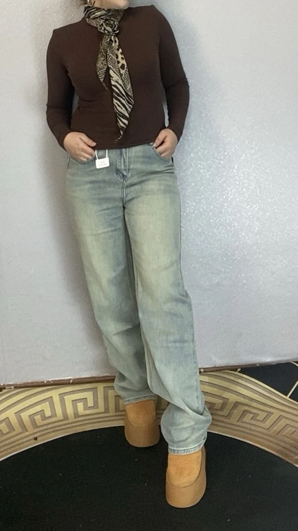 8279新款微喇叭裤热卖网红时尚百搭潮流显身材天蓝色阔腿牛仔裤