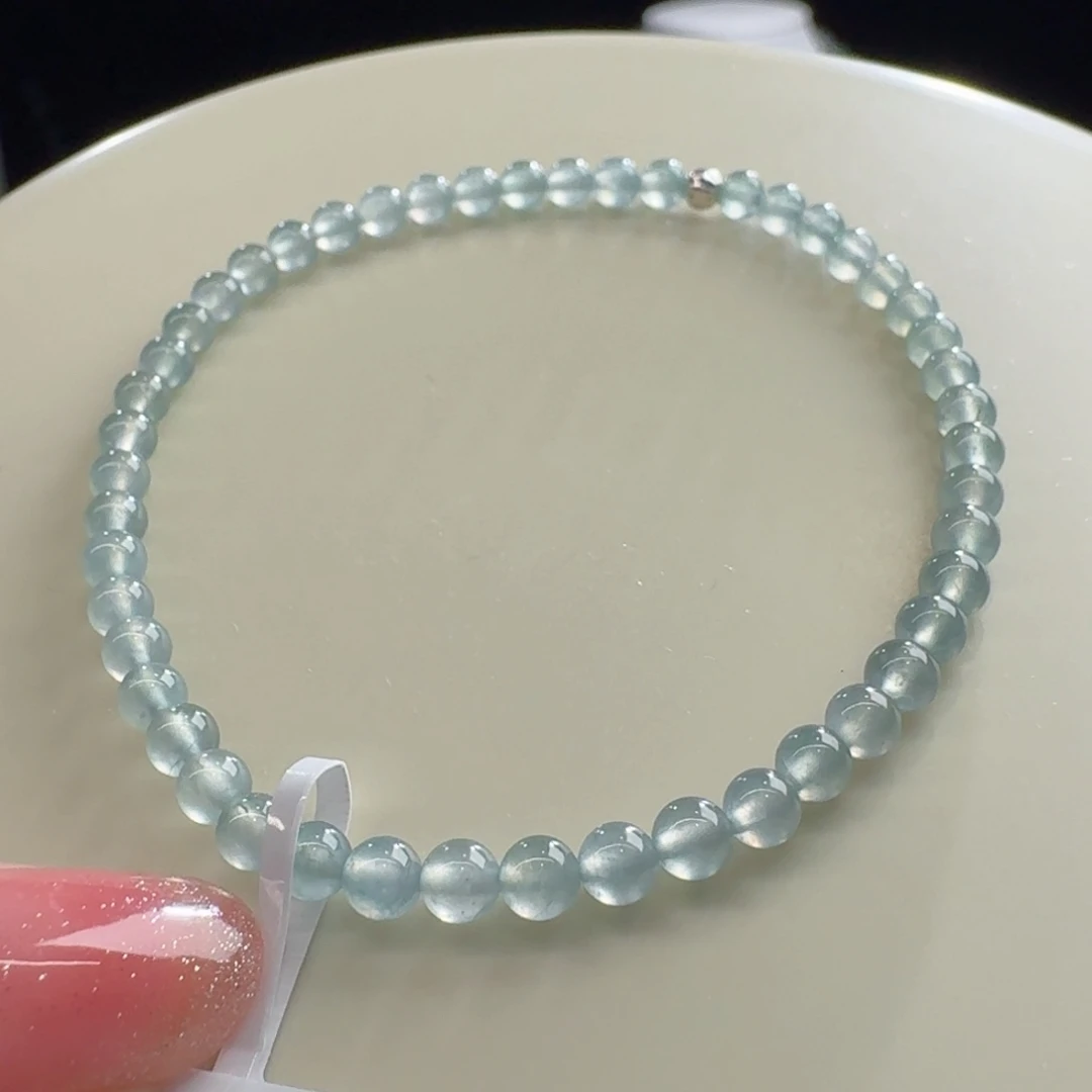 未镶嵌手链翡翠高冰晴蓝小米单圈卡3.7mm