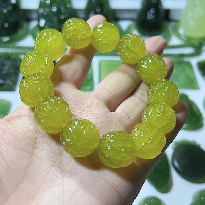 蛇纹石玉合金手链