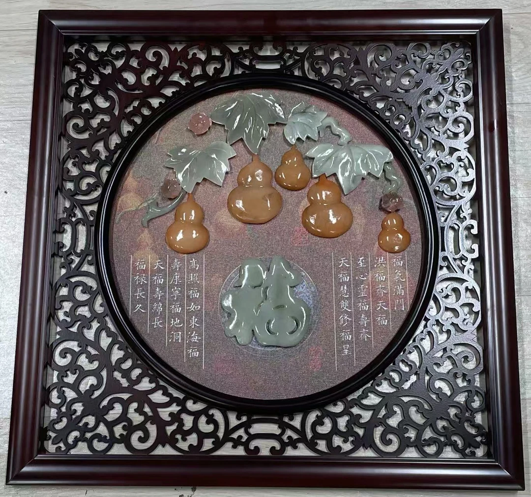 福气满门方框58*58(5858)玉石装饰画玄关走廊客厅办公室餐厅床头