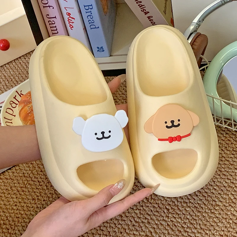 可爱小狗厚底拖鞋女夏季外穿男女情侣居家eva防滑室内凉拖鞋 假日