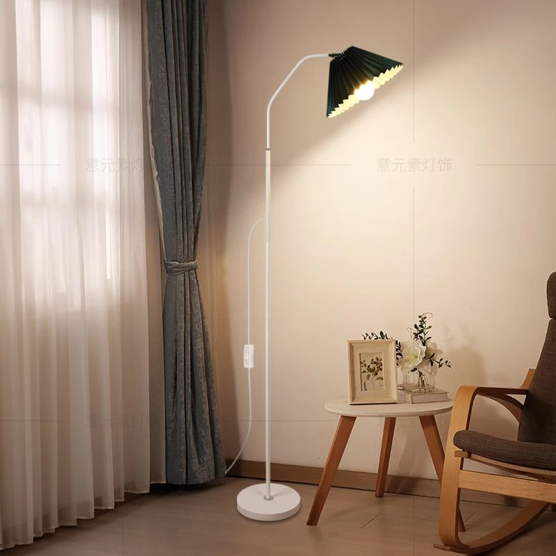 百褶落地灯现代简约客厅沙发旁北欧书房卧室床头立式氛围灯具网红