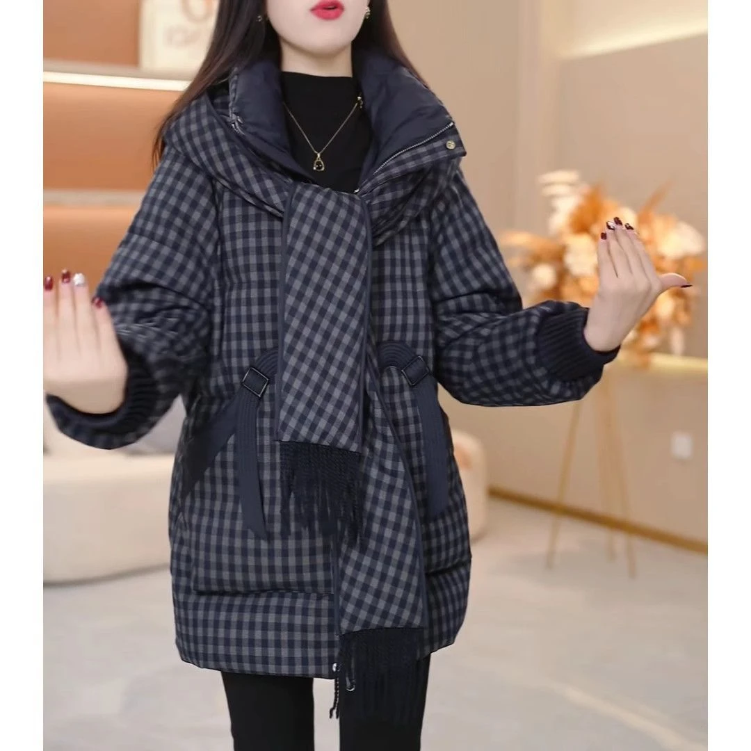 中长款羽绒服女2025新款冬装时尚加厚哑光免洗保暖白鸭绒翻领外套