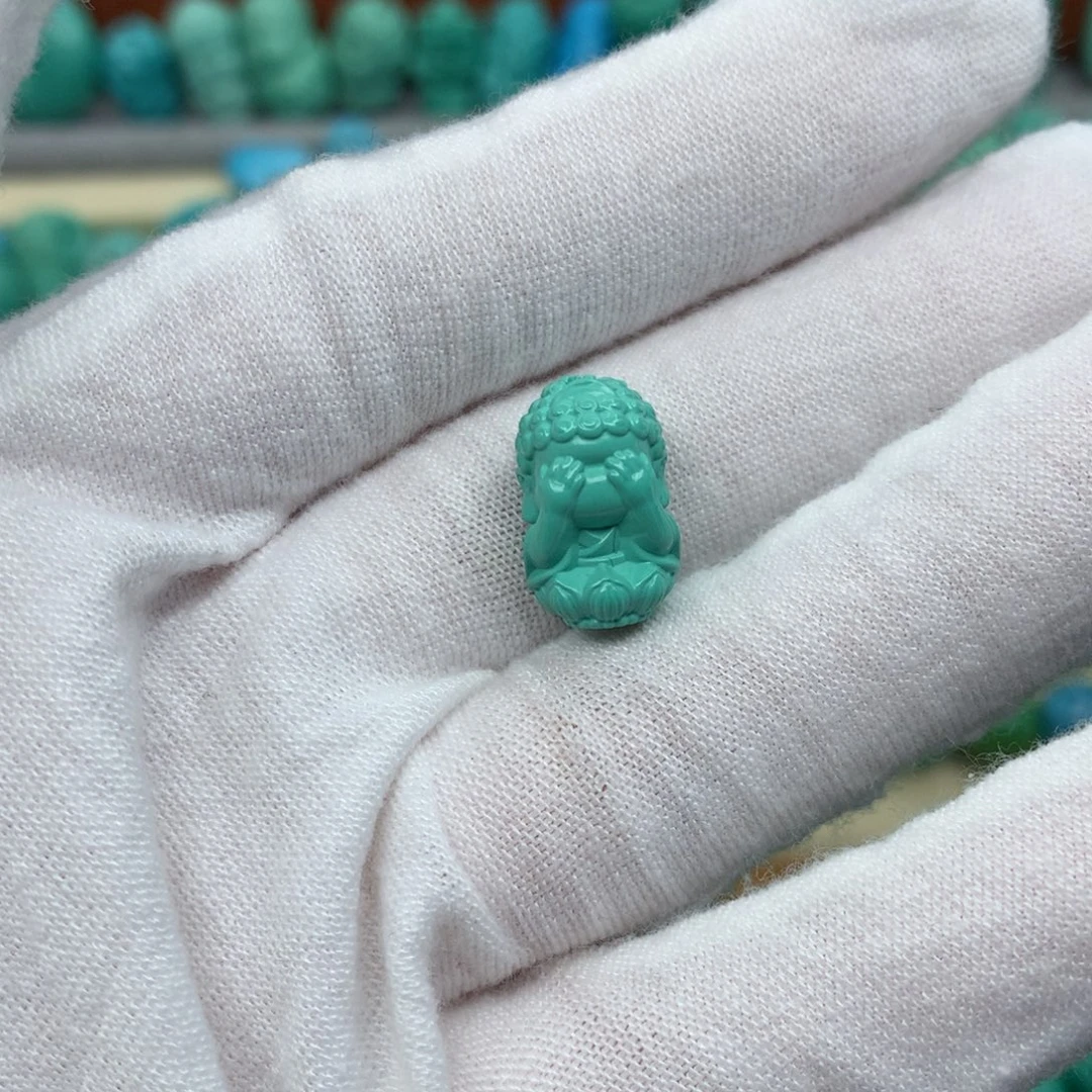 高瓷蓝精工雕刻三不佛不看