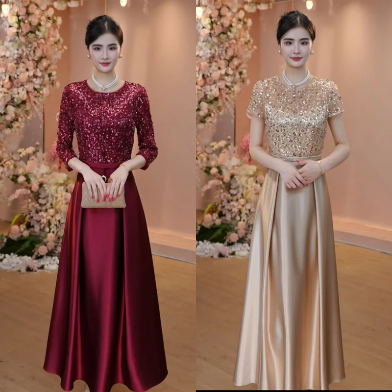 礼服平时可穿生日宴会主持人年轻妈妈高端婚礼遮肚子显瘦晚礼服