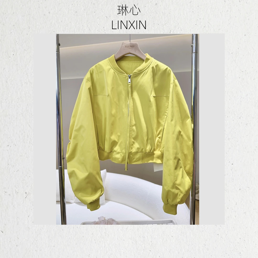 丨春夏季新款休闲简约百搭黄色棒球服外套 QJR5699