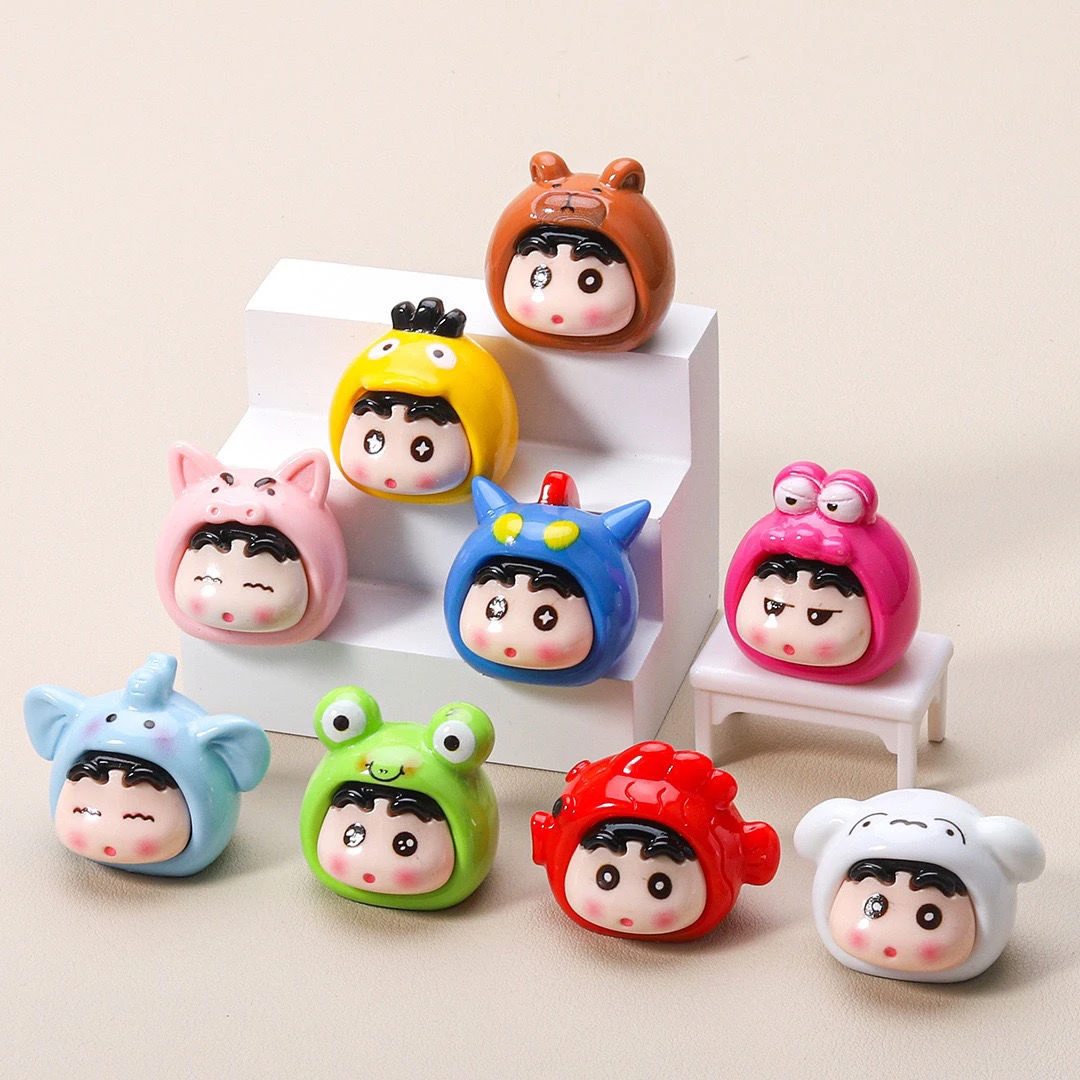 【实色大头动物小新】diy创意卡通公仔树脂桌面车载装饰摆件