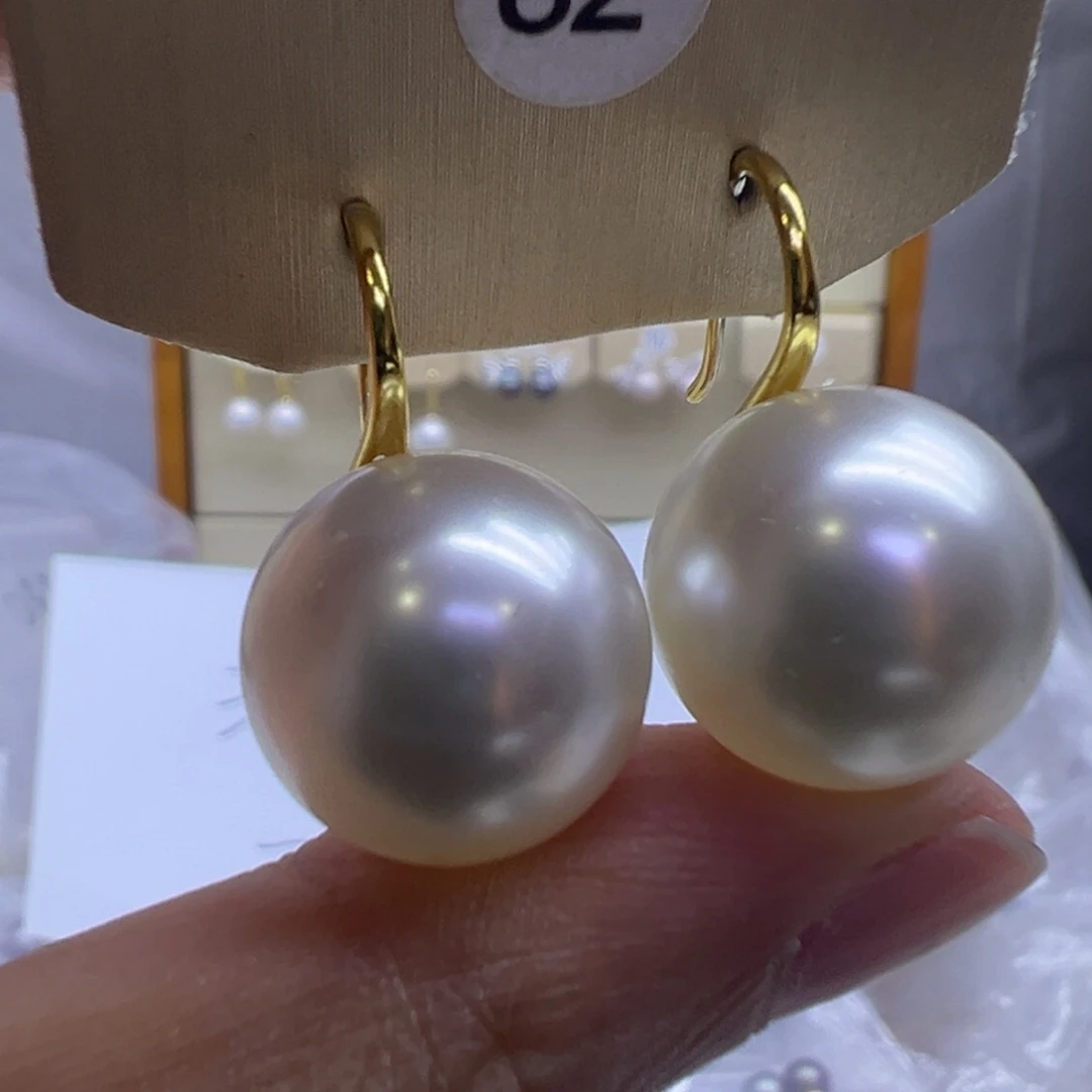 耳饰银S925镶嵌淡水珍珠