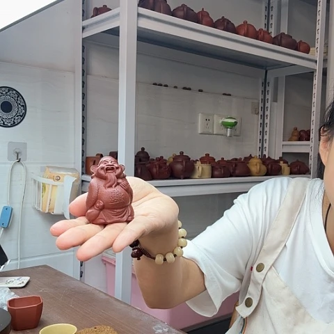 朱泥茶案财神爷茶宠