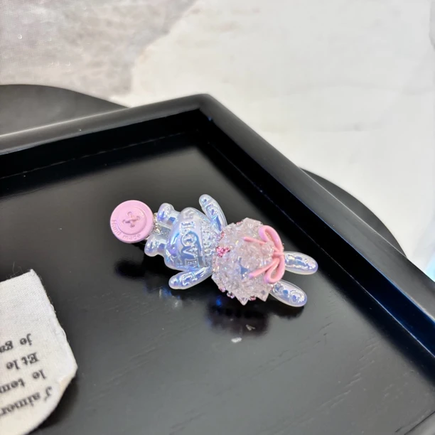 粉蝴蝶结兔耳发夹FJ1265（一个）