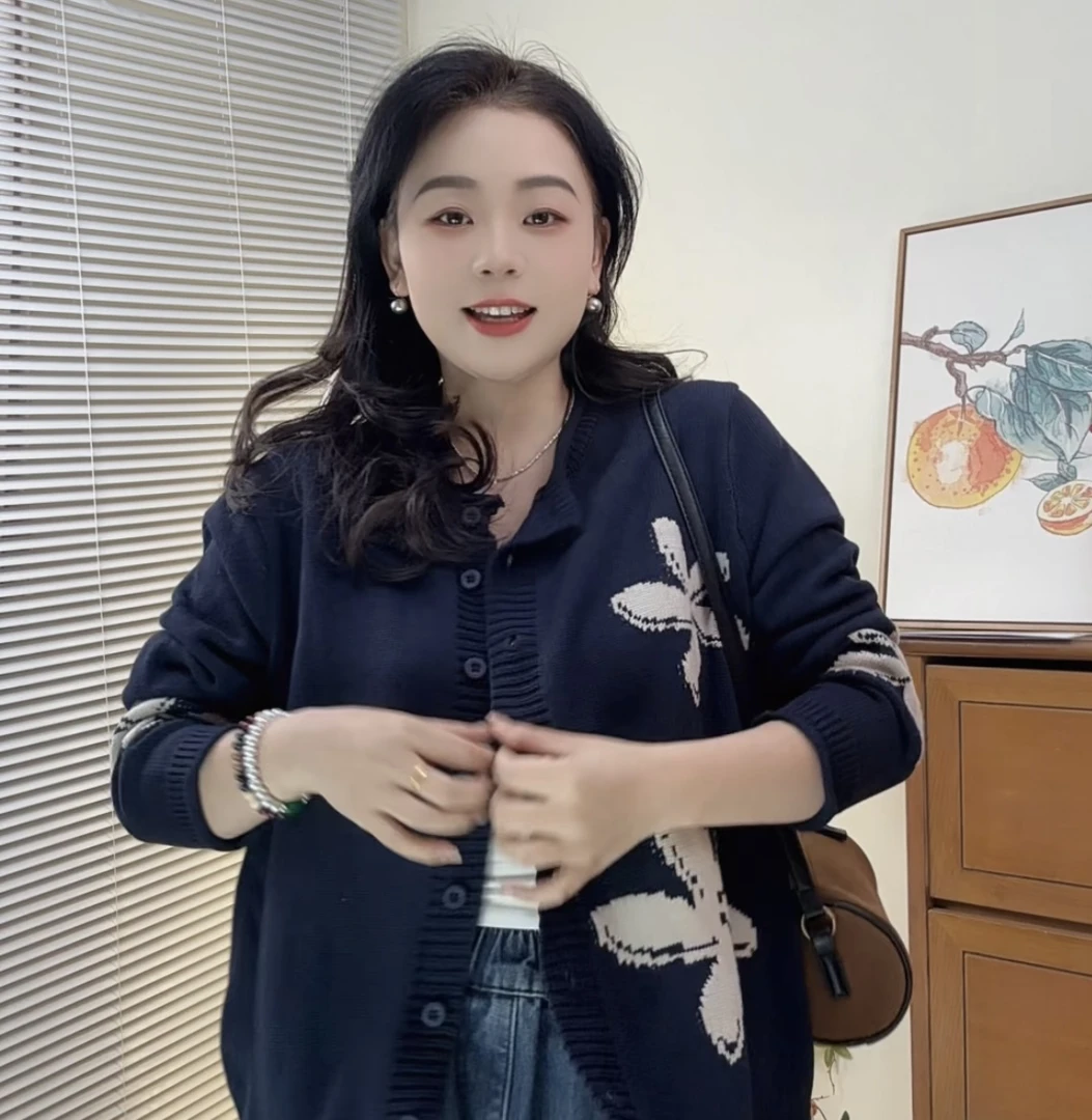 【春季新款】长袖春季原宿风常规减龄毛针织衫时尚早春开衫针织衫