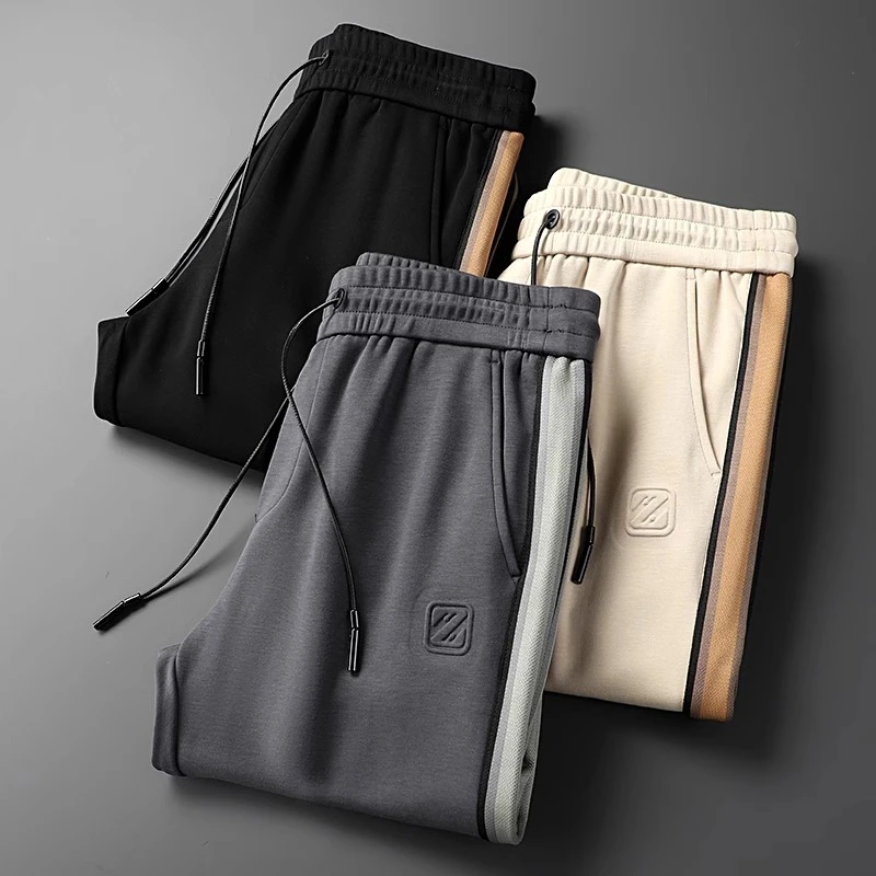 秋冬新款男士撞色运动裤高端时尚莫代尔空气层抽绳百搭休闲长裤
