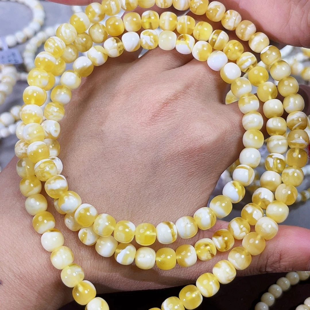 琥珀未镶嵌裸石7.3金瓷白108